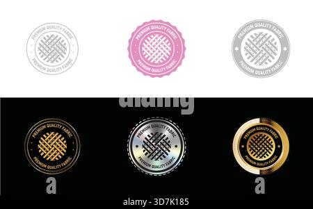 Premium Quality Fabric Badge – Textile Label Stamp, Clothing Certification Icon and Vector Seal Stock Vector