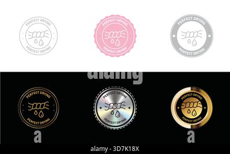 Perfect Drying logo. Icon, Stamp, Badge, Seal and Symbol vector Stock Vector