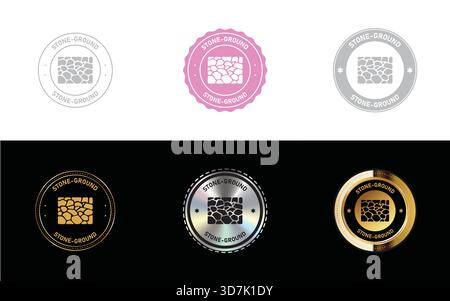 Stone-Ground Badge – Traditional Milling Label, Organic Grain Stamp, Rustic Hand-Crafted Food Icon Vector Stock Vector