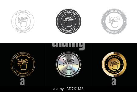 Technology Tap Badge – Digital Touch Interface Icon, Smart Tech Button, Innovation Technology Vector Symbol Stock Vector