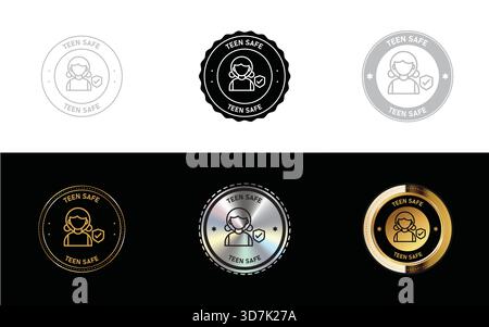 Teen Safe Badge – Teen-Friendly Product Label, Youth Safety Stamp, Non-Toxic & Family-Safe Vector Icon Stock Vector