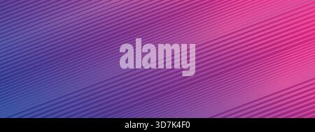 Striped, gradient background with lines thickness gradation. Blue and pink pattern with overlay effect of white lines Stock Vector
