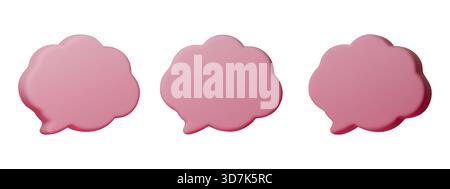 3D pink speech balloon icon with a smooth cartoon shape. This soft chat balloon creates a clean dialogue look and works well for message Stock Vector