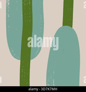 Abstract large organic shapes and blobs seamless pattern in green Stock Vector