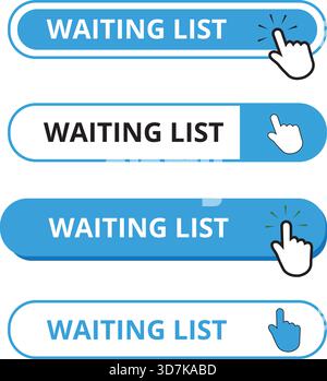 White and blue waiting list bar shape buttons isolated on a white background Stock Vector