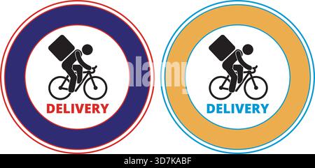 Colored bicycle delivery labels isolated on a white background Stock Vector