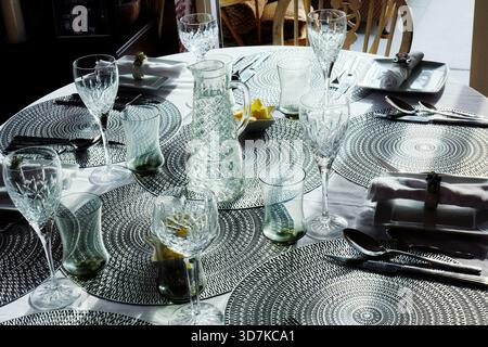 A prepared dinner table top Stock Photo