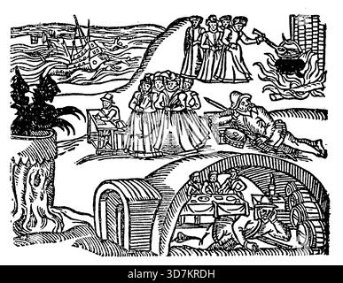 NORTH BEWICK WITCH TRIALS 1590. Woodcut from the 1591 pamphlet "Newes ...