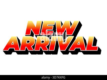 Bold 3D text New Arrival with gradient colors on a white background. Stock Vector