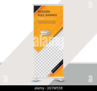Business Roll Up Banner stand Stock Vector