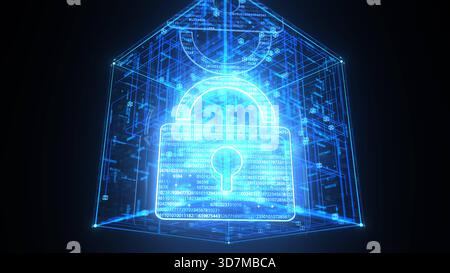 3D illustration Cyber Security Lock Animation Digital Data P Web cyber security box. 3d illustration. Stock Photo