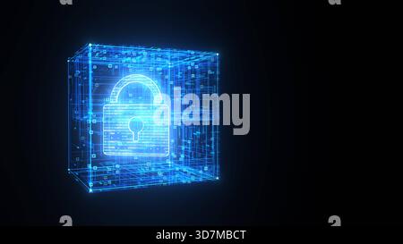 3D illustration Cyber Security Lock Animation Digital Data P Web cyber security box. 3d illustration. Stock Photo