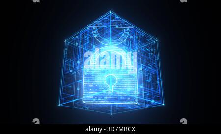 3D illustration Cyber Security Lock Animation Digital Data P Web cyber security box. 3d illustration. Stock Photo