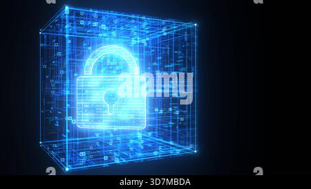3D illustration Cyber Security Lock Animation Digital Data P Web cyber security box. 3d illustration. Stock Photo