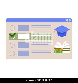 Banner template for online academic education. E-learning, online courses, distance learning programs at universities and schools. Flat illustration Stock Vector