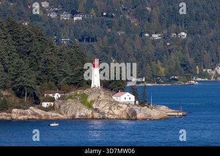 Point Atkinson Lighthouse on Burrard Inlet, West Vancouver, British Columbia, Canada Stock Photo
