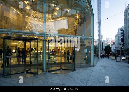 Glass revolving doors at Neiman Marcus Union Square in San Francisco on November 25, 2025 Stock Photo
