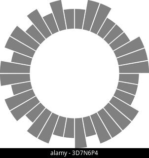 Radial wheel layout divides business data into equal circular sections forming a coherent structure. Stock Vector