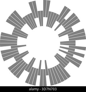 Radial wheel infographic divides circular composition into clearly defined segments representing structured data. Stock Vector