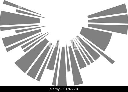 Layered wheel layout divides circular format into sequential radial sections structured for balanced presentation. Stock Vector