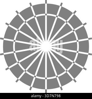 Data-driven circular wheel divides radial fields into defined segments representing structured distribution. Stock Vector
