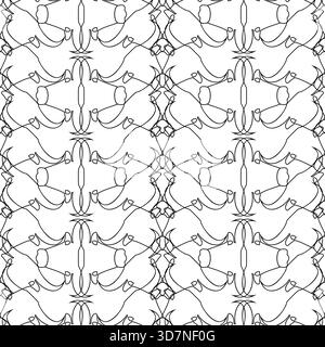 Seamless black and white pattern with outline bull faces on a white background Stock Vector