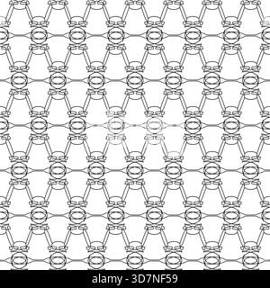 Seamless black and white pattern with outline bull faces on a white background Stock Vector