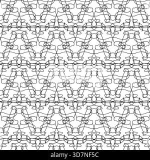 Seamless black and white pattern with outline bull faces on a white background Stock Vector