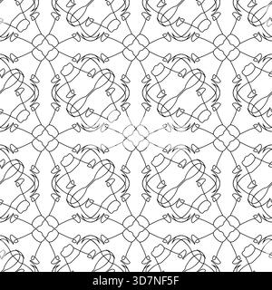 Seamless black and white pattern with outline bull faces on a white background Stock Vector