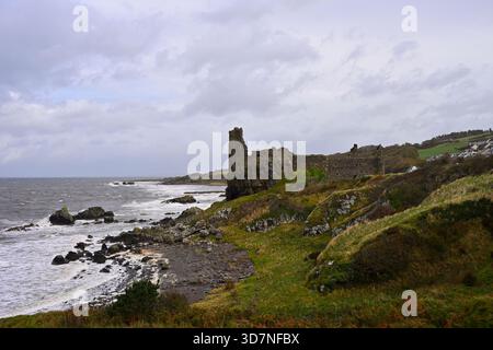 Picturesque ruins of 13th century Dunure Castle, South Ayrshire coast Scotland evening October Stock Photo