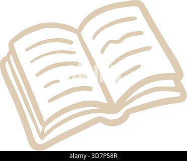 open book hand drawn doodle. Vector doodle illustration icon isolated on white bg. Stock Vector