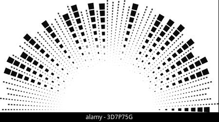 Semi-circular form with big irregular square rays around an open circular space in the center. Stock Vector