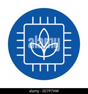 This image showcases a harmonious blend of technology and nature, featuring a leaf integrated with a microchip design, embodying innovation and sustai Stock Vector