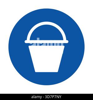 This image features a simple blue circle icon with a white bucket symbol, suitable for use in various design projects, signage, and digital art. Stock Vector