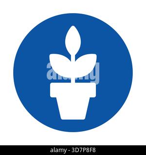 This minimalistic icon features a plant in a flower pot against a vibrant blue background, perfect for nature-themed projects or home decor concepts. Stock Vector