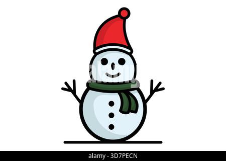 Snowman icon. colored icon style. icon related to christmas. christmas elements vector illustration Stock Vector