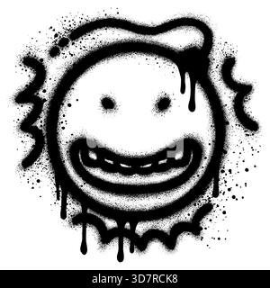 Angry emoticon like dynamite exploding in graffiti style with spray paint Stock Vector
