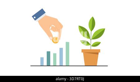 A modern flat design vector illustration representing the concept of financial growth, savings, and investment. Stock Vector