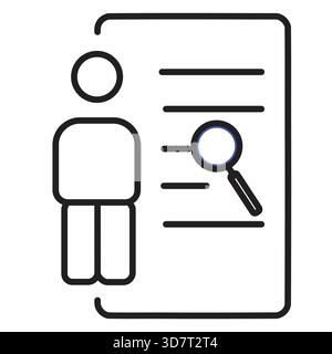 Human resources document review with magnifying glass icon Stock Vector