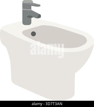 A small wall mounted bathroom sink with a single lever faucet and rounded basin. Stock Vector
