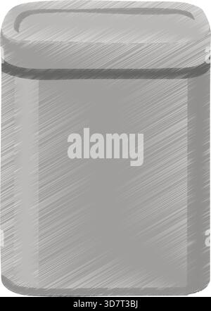 A sleek stainless steel trash bin with a domed lid suitable for kitchen or bath. Stock Vector