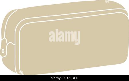 A rectangular beige zippered pouch suitable for toiletries pens or small accessories. Stock Vector