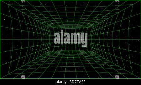3D wireframe perspective grid room template design vector illustration background. Stock Vector