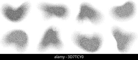 Stippled irregular shapes noise grain effect gradient texture set. Stock Vector