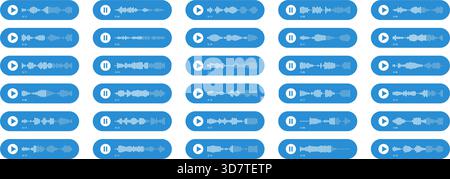 Voice message, audio wave, podcast icons. Waveform pattern for music player, podcasts, mobile voice message, streaming Stock Vector