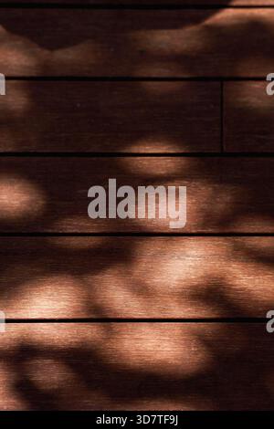 Sunlight dapples across wooden planks. This warm, textured wood background with natural light and shadow patterns creates a moody, organic feel. Ideal Stock Photo
