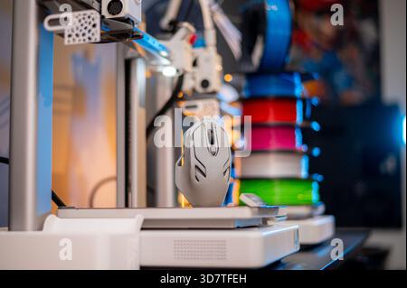 The 3D printing machine operation. The 3D rapid prototype processing concept. Stock Photo