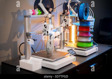 The 3D printing machine operation. The 3D rapid prototype processing concept. Stock Photo