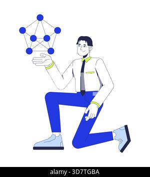Neural network 2D illustration concept Stock Vector