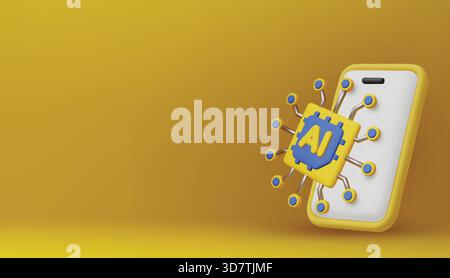 Cutting-edge artificial intelligence on mobile, driving smart features, enhanced user experience, and technological advancement Stock Vector
